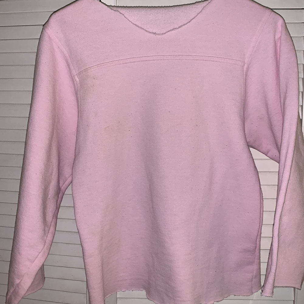 Vintage Pink flash dance style distressed sweatshirt